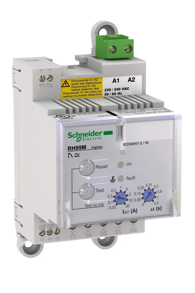 Schneider 56172 RH99M 0.03-30A 130V Manuel Sıfırlamalı Toprak Kaçağı Rölesi görsel 2