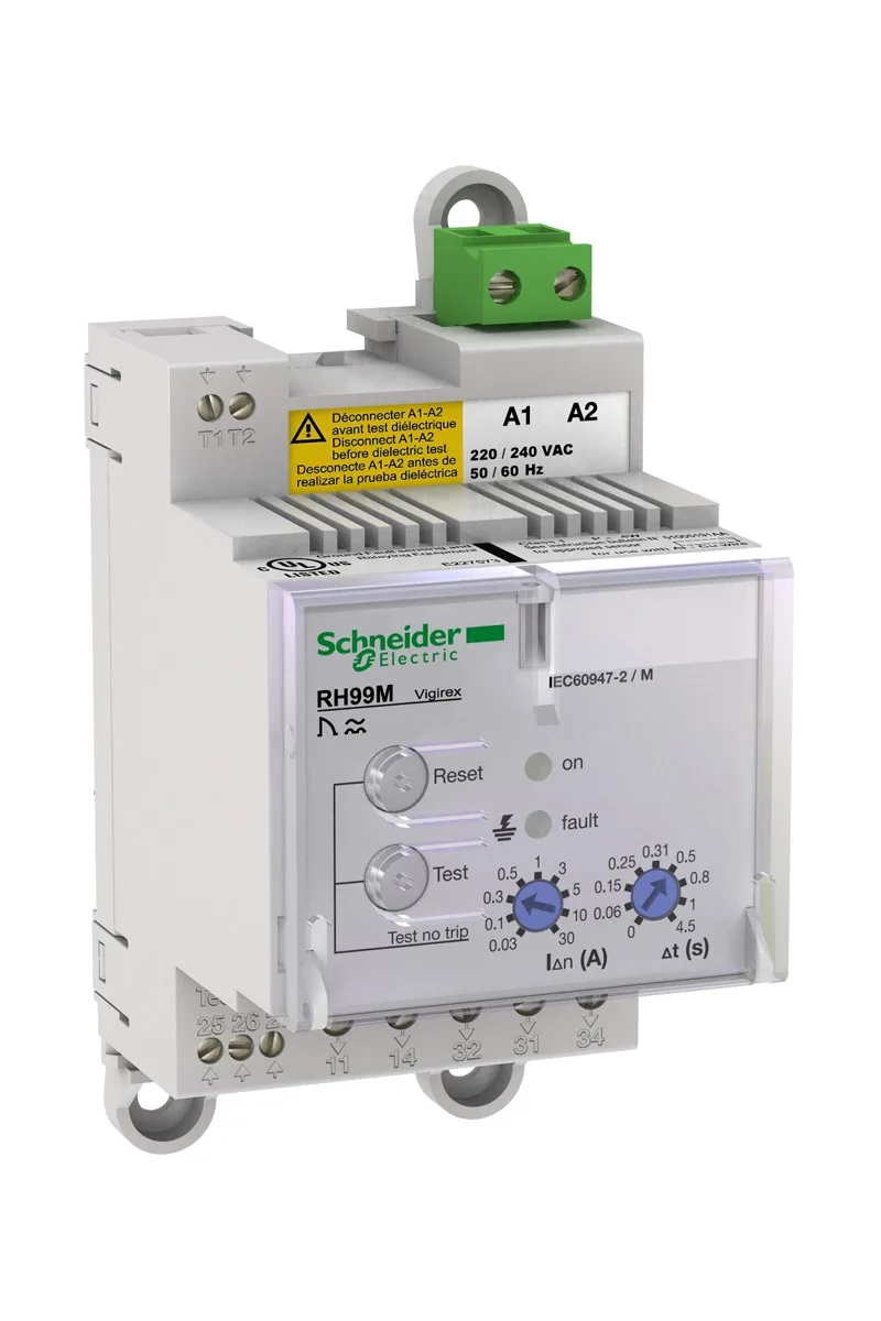 Schneider 56174 RH99M 0.03-30A 415V Manuel Sıfırlamalı Toprak Kaçağı Rölesi görsel 2