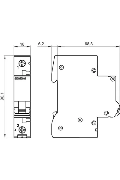 Siemens 6kA 1X10A NC Otomatik Sigorta 5SL6110-7YA görsel 2