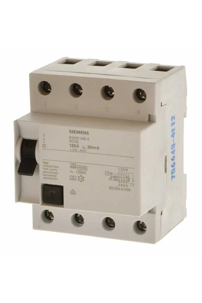 Siemens 5SM3345-6 125A 400V 30mA 3 Faz+Nötr Kaçak Akım Koruma Rölesi
