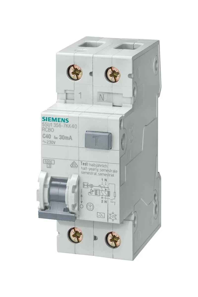 Siemens 5SU1353-1KK06 C 6A 4.5kA 240v 30mA Kaçak Akım Koruma Rölelı N Otomat