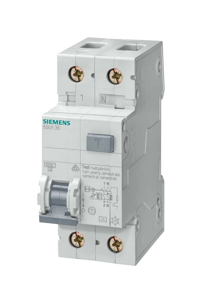 Siemens 5SU1353-1KK16 C 16A 4.5kA 240v 30mA Kaçak Akım Koruma Rölelı N Otomat