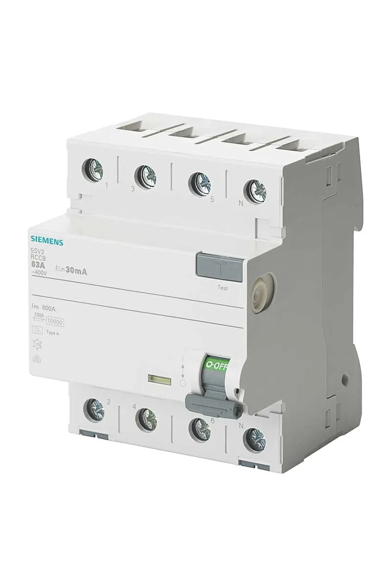 Siemens 5SV3646-6 63A 400V 300mA 3 Faz+Nötr Kaçak Akım Koruma Rölesi