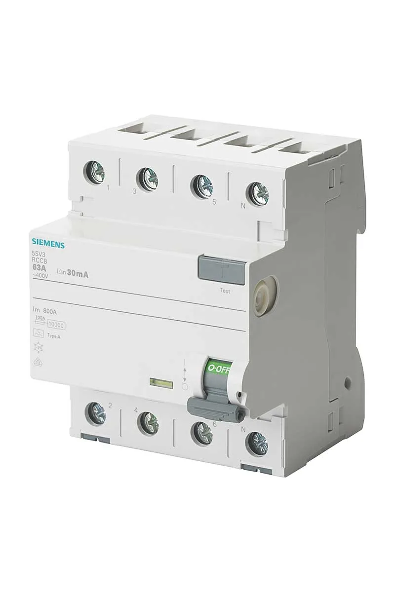 Siemens 5SV3647-64X80A 80A 400V 300mA 3 Fazlı Nötr Kaçak Akım Koruma Rölesi
