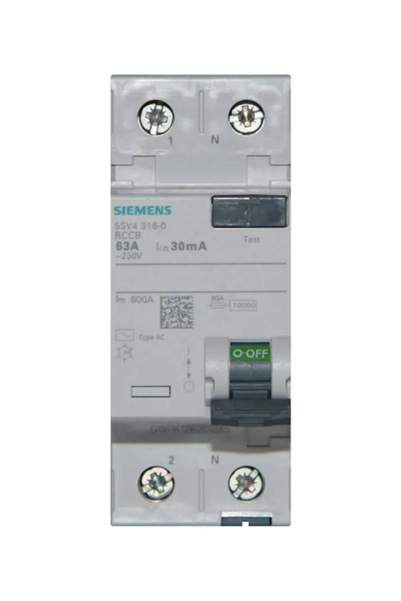 Siemens 5SV4316-0 1x63A 30mA Kaçak Akım Koruma Anahtarı