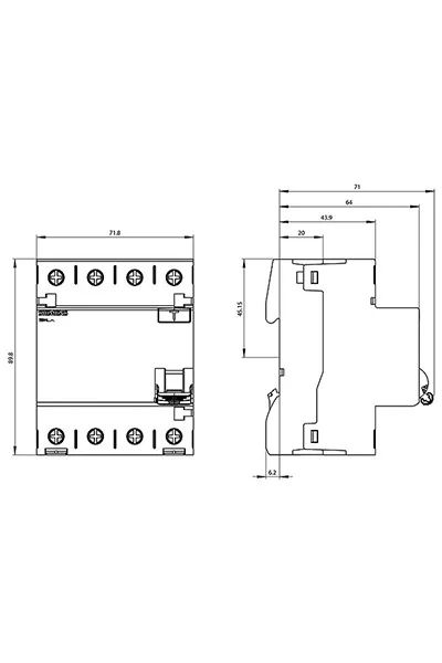 Siemens 5SV4344-0 3x40A 30 mA 3F N 70mm Kaçak Akım Rölesi görsel 2