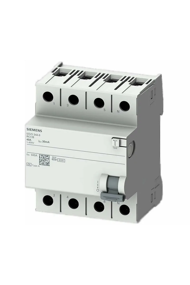 Siemens 5SV5344-6 40A 30mA 3P+N 400V A Tipi Kaçak Akım Koruma Rölesi