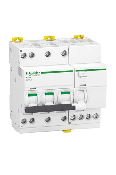 Schneider A9DE3716 ACTİ9 İCV40 3P+N 16A 6000A 30Ma AC Tipi Aşırı Akım Korumalı Kaçak Akım Kesici