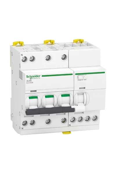 Schneider A9DE3740 ACTİ9 İCV40 3P+N 40A 6000A 30Ma AC Tipi Aşırı Akım Korumalı Kaçak Akım Kesici
