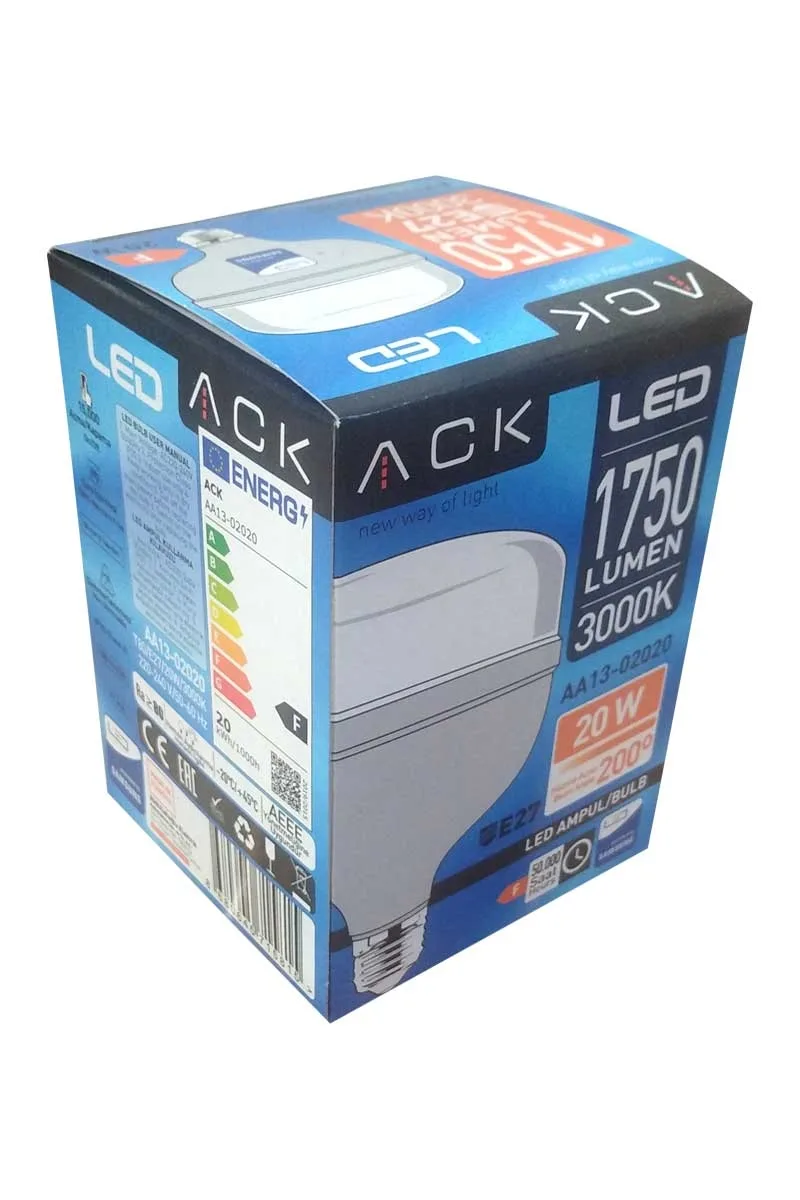 ACK AA13-02020 20W E27 3000K Günışığı Led T80 Ampul görsel 3