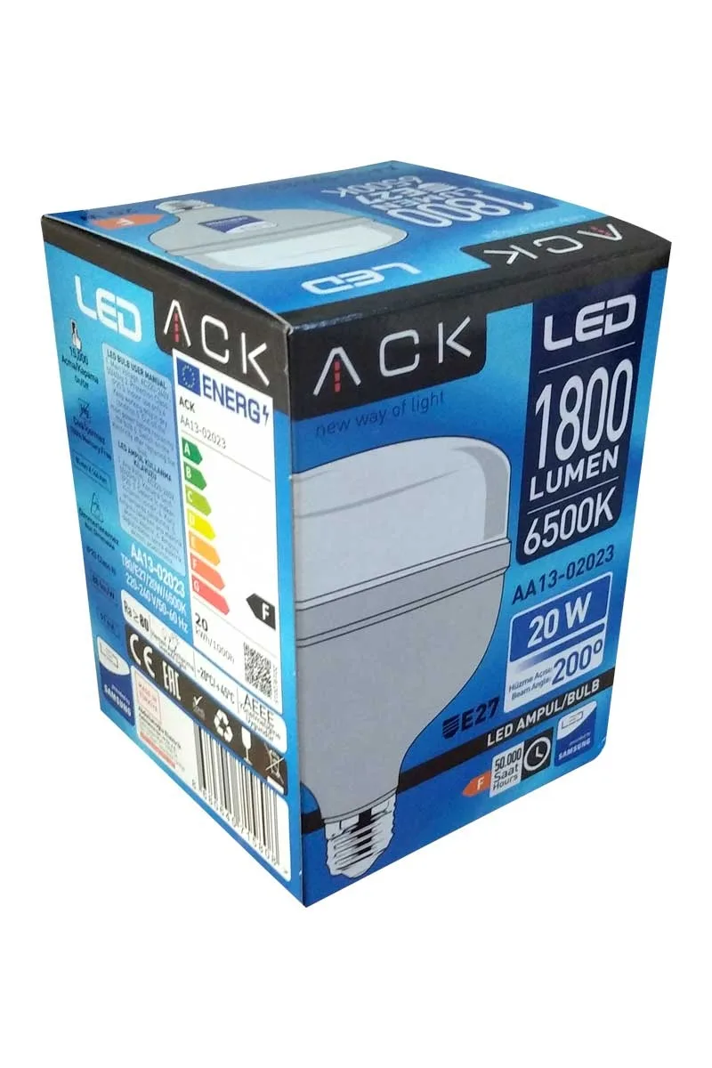 ACK AA13-02023 20W E27 6500K Beyaz Led T80 Ampul görsel 3