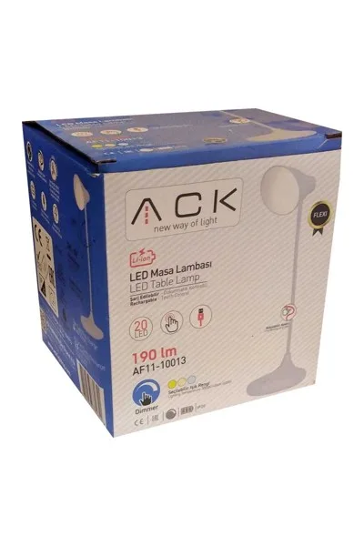 ACK Şarjlı Dokunmatik Dimli Beyaz Gövde Led Masa Lambası 3W Ip20 AF11-10013 görsel 5