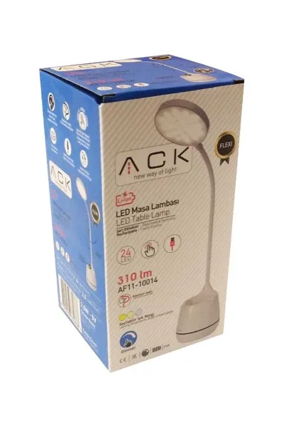 ACK Şarjlı Dokunmatik Dimli Beyaz Gövde Led Masa Lambası 2,5W Ip20 AF11-10014 görsel 5