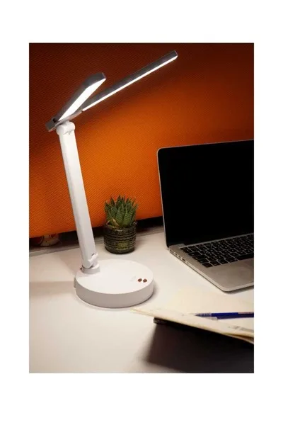 ACK Şarjlı Dokunmatik Dimli Beyaz Gövde Led Masa Lambası 5W Ip20 AF11-10018 görsel 3