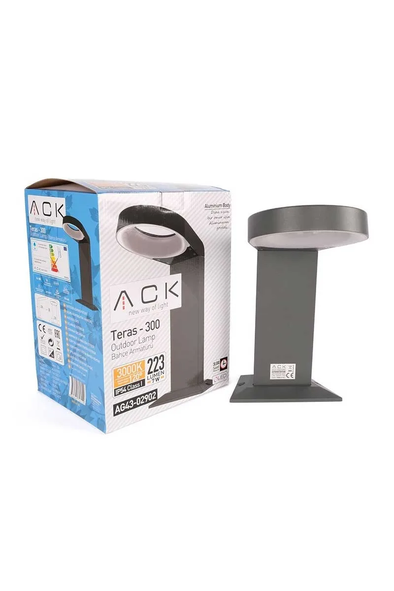 ACK AG43-02902 3000K Günışığı 6W Siyah Osram Teras 300 Bahçe Armatürü görsel 4