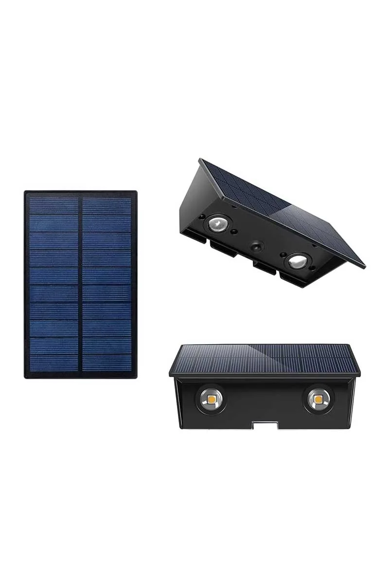 Ack Ag60-09801 142x73x80mm 3000k Cıft Yonlu Sıyah Govde Solar Led Bahce Armaturu görsel 6