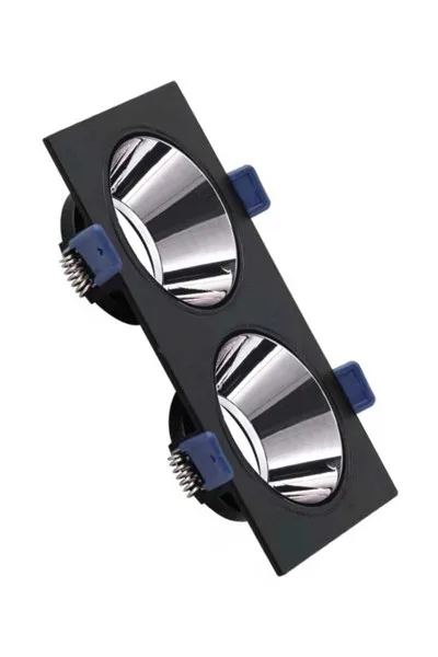 ACK Siyah Çift Kare Çerçeve / Siyah Krom Reflektör Sıva Altı Spotlıght Metal Gövde AH03-08331