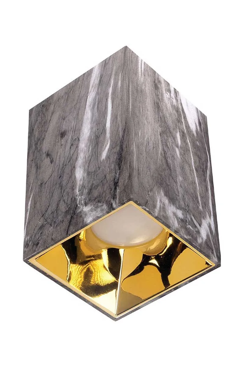 ACK AH12-07562 Parlak Gold Reflektör Kare Gri Mermer Kasa Sıva Üstü Dekoratif Armatür