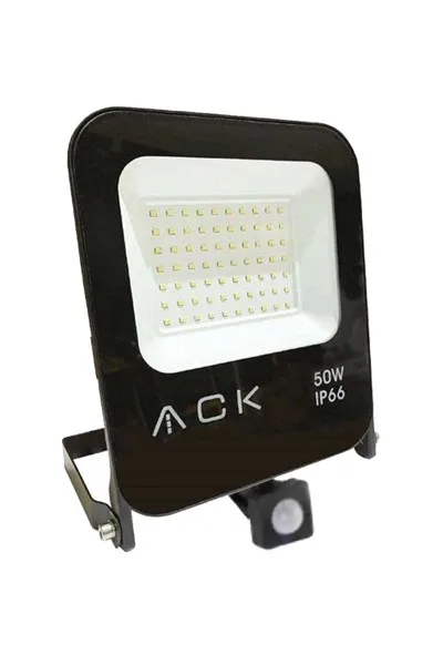 ACK 50W Sıyah 6500K Sensörlü Led Projektör AT62-25032
