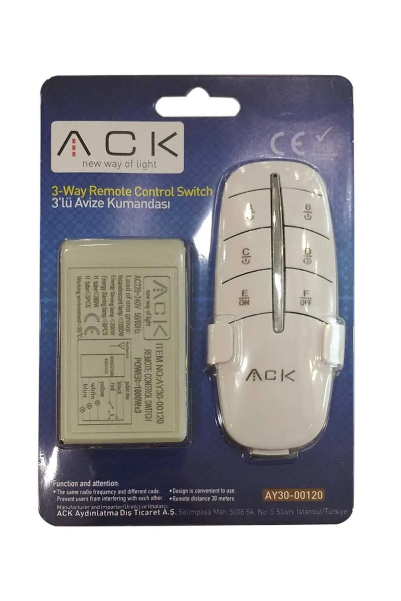ACK AY30-00120 220V Üçlü Avize Kumandası görsel 3