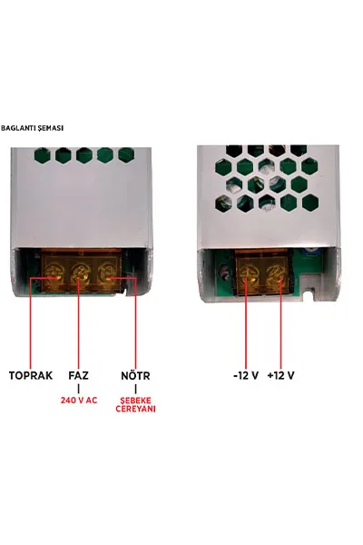 10A ŞERİT LED TRAFOSU (120W) görsel 3