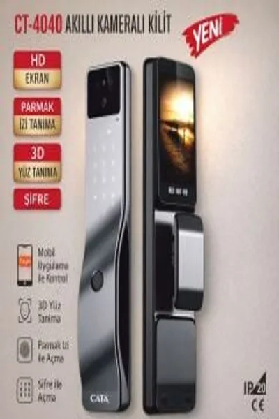 CATA CT-4040 Akıllı Kameralı Kilit Hd Ekran 3D Yüz Tanımalı Parmak İzi Tanımalı görsel 2