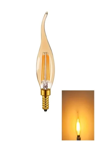 4W RUSTİK LED KIVRIK BUJI AMPUL(E14)(AMBER) görsel 2