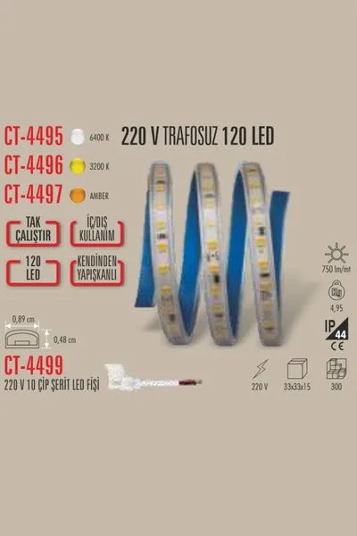 220V 10 ÇİP ŞERİT LED (BEYAZ) YAPIŞKANLI