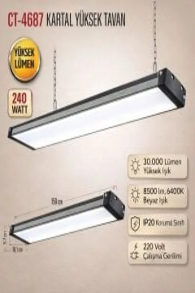 CATA CT-4687 Kartal Yüksek Tavan Led Linear 240W Beyaz ışık görsel 2
