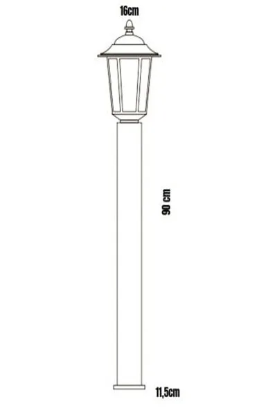 Cata CT-7113 E27 90cm Siyah Parma Set Üstü Bahçe Armatürü