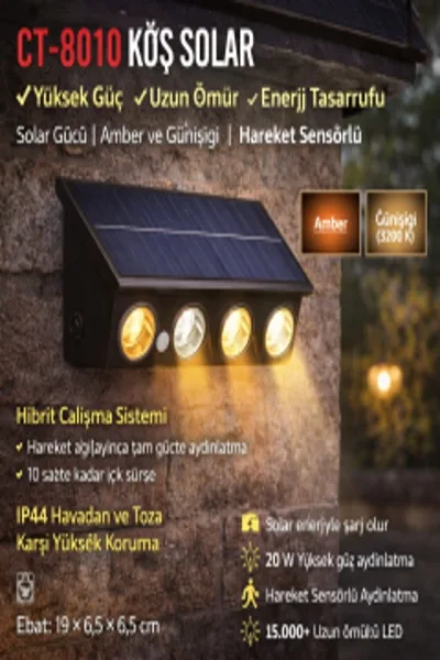 20W KOS SOLAR LED APLİK (DIŞ MEKAN)(GÜNIŞIĞI)