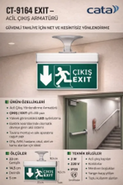 Cata CT9164 Exit Acil Çıkış Armatürü