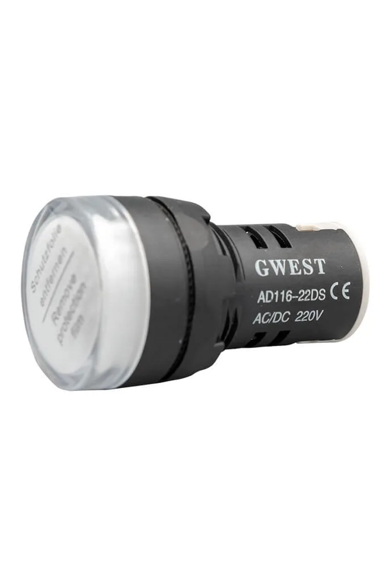 Gwest 22-B 220V 22mm Beyaz Ledli Sinyal Lambası
