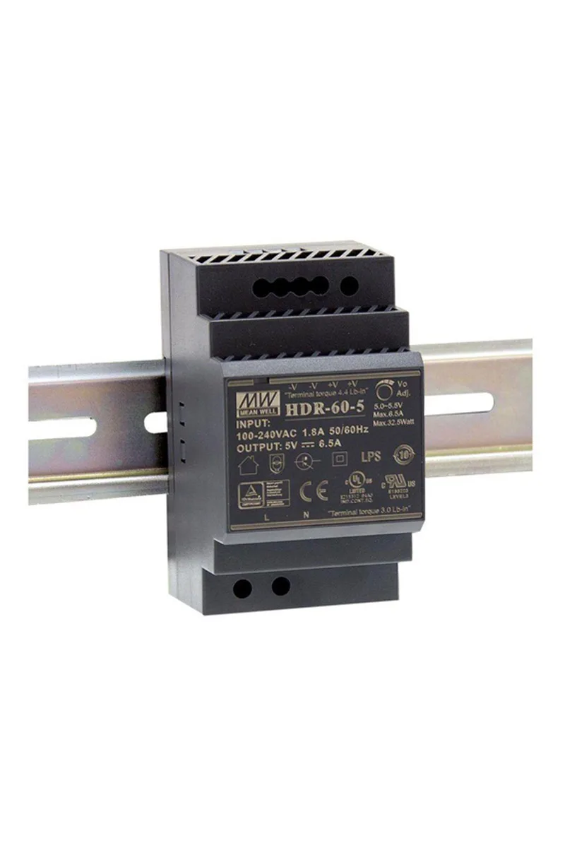 Mean Well HDR-60-5 33W Yeni Seri Ray Montaj