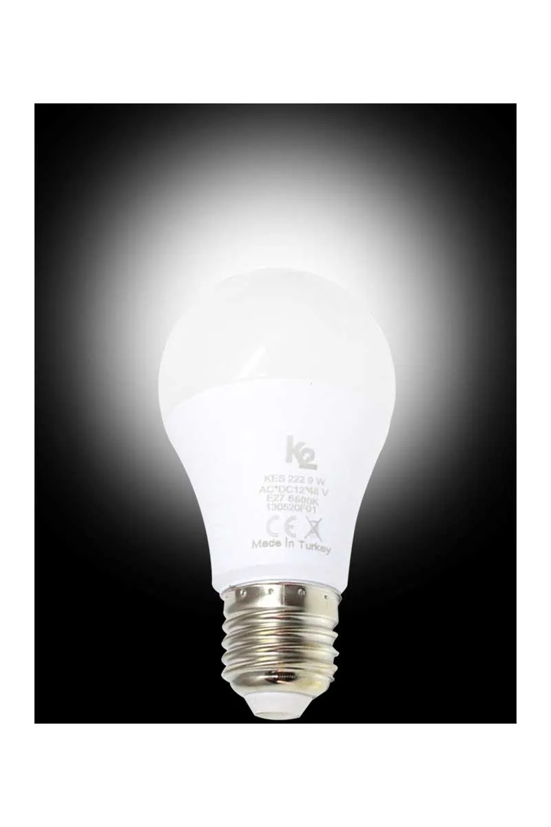 Global K2 KES222 9W 12-24-48V E27 Ac/Dc 6500K Beyaz Led A60 Ampul görsel 3