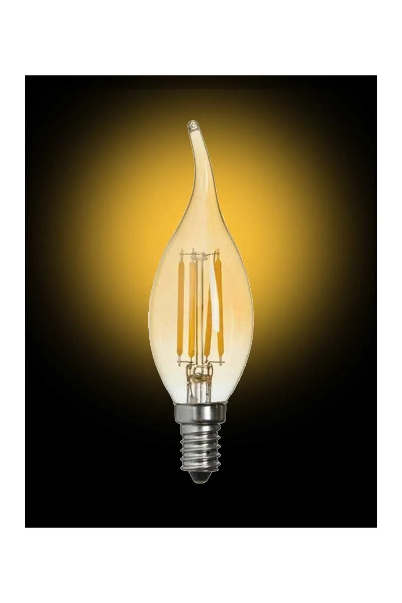 Global K2 KES600 4W E14 2700K Sarı Led Flamanlı Kıvrık Buji Rustik Ampul görsel 2