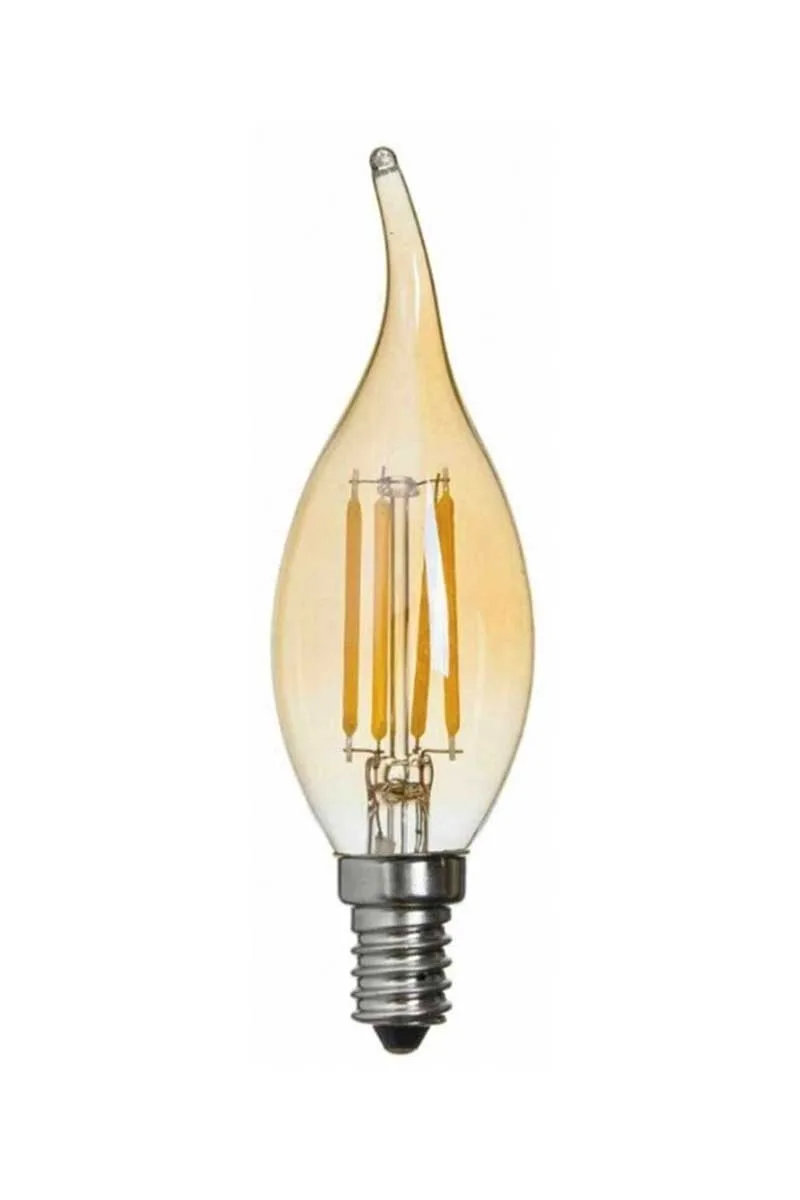 Global K2 KES600 4W E14 2700K Sarı Led Flamanlı Kıvrık Buji Rustik Ampul