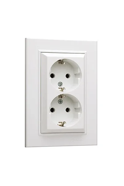 Makel-56001082 Karea İkili Topraklı Priz+Çerçeve Modül Beyaz
