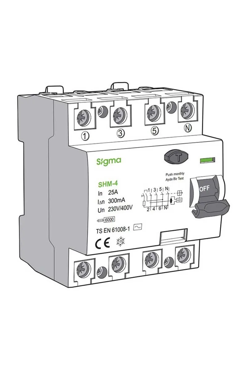 Sigma SHM4080030 80A 6kA 4 Kutuplu Kaçak Akım Koruma Şalteri